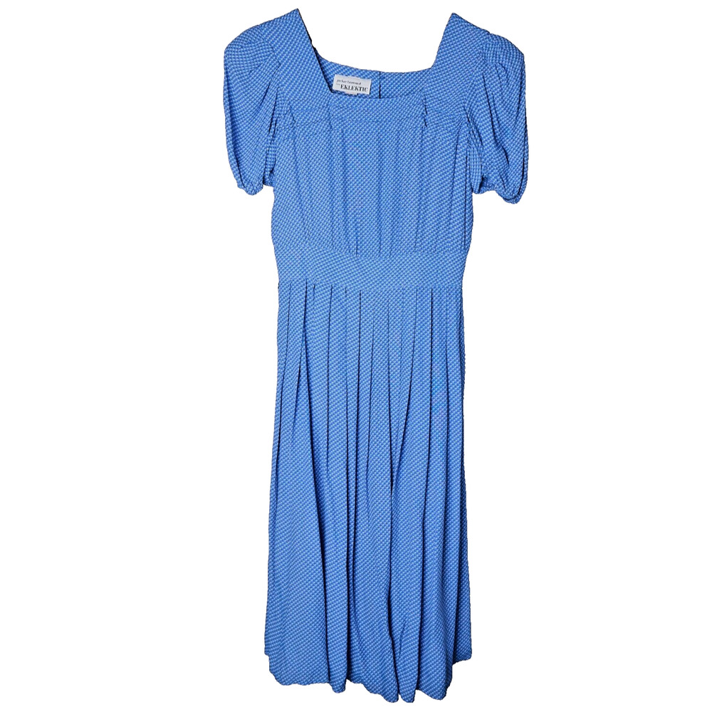 VTG 70s Jackie Bernard for Eklektic Dress Sz 8 Puff Sleeve Square Neck Prairie